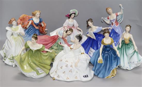 Ten Royal Doulton figures H.21cms.